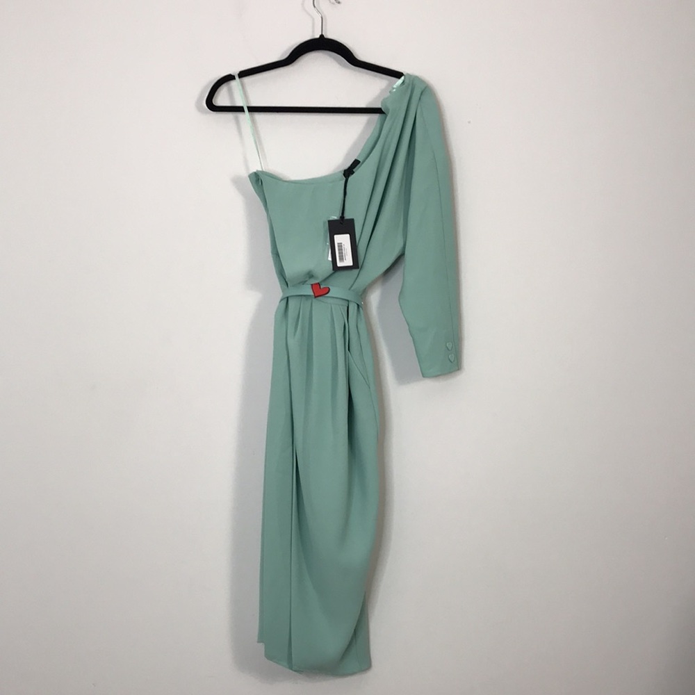 NWT ELISABETTA FRANCHI One-Shoulder Belted Dress